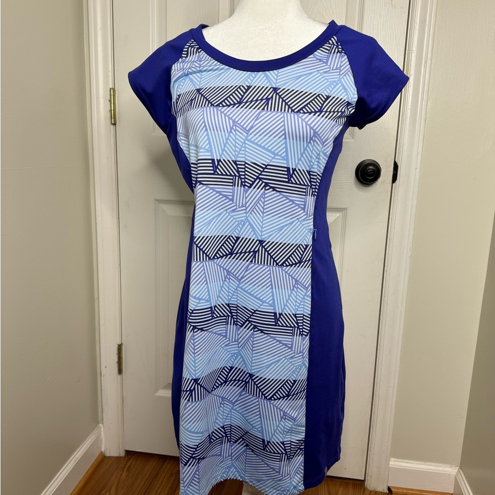 Title Nine Scoop Neck Cap Sleeve Athleisure Dress Purple Blue White Size‎ M